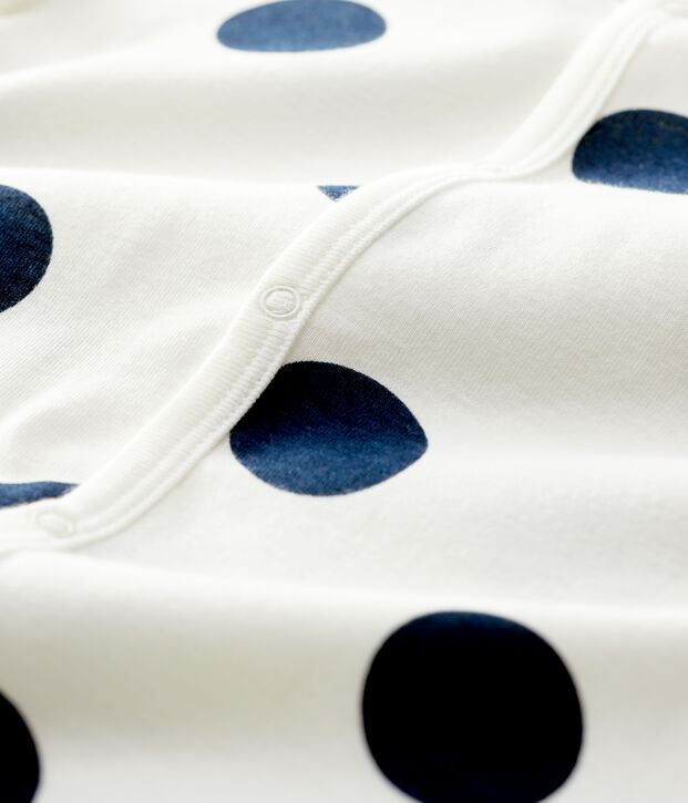 Baby-Strampler aus Bio-Baumwolle mit Punktmuster weiss/blau