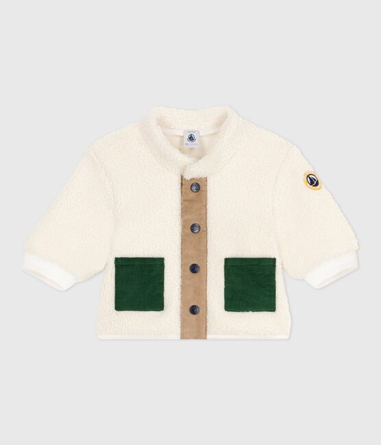 Wattierter Baby-Mantel mit Kapuze aus Sherpa MILK/ MULTICO