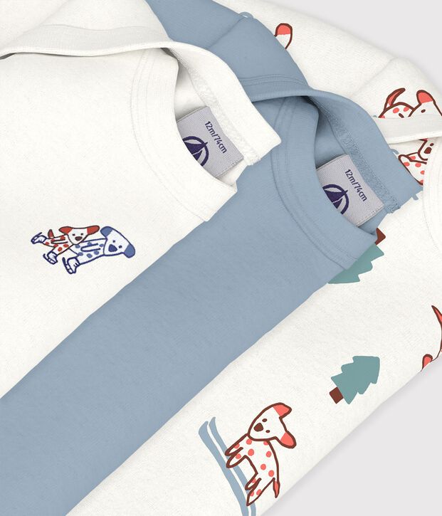 Set lang&auml;rmeliger Baby-Bodys aus Baumwolle mit Hundemotiv vielfarbig