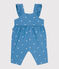Langbeinige Baby-Latzhose aus Baumwolle mit bestickten Blumen blau ALASKA/weiss MARSHMALLOW