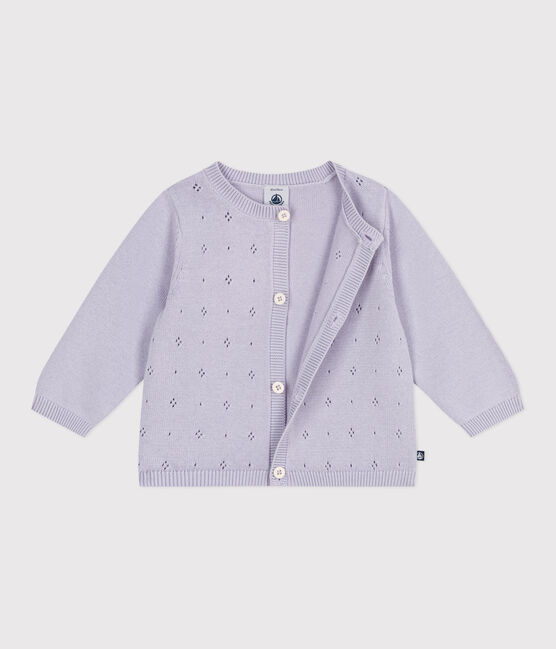 Baby-Cardigan aus einfarbigem Baumwollstrick violett PARME
