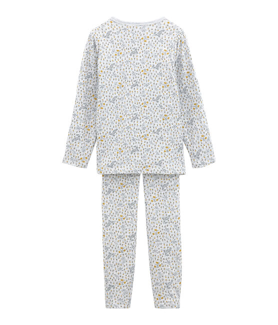 Pyjama aus Doppeljersey für kleine Mädchen grau POUSSIERE/weiss MULTICO
