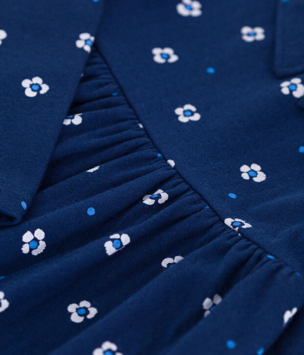 Lang&auml;rmeliges Kinder-Kleid aus Baumwolle mit Blumenmuster blau/vielfarbig