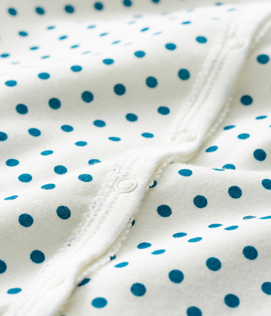 Baby-Strampler ohne Fuß aus Rippstrick für Mädchen weiss MARSHMALLOW/blau CONTES CN