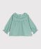 Lang&auml;rmelige Baby-Bluse aus Baumwolle mit Herz-Vichymuster gr&uuml;n/weiss