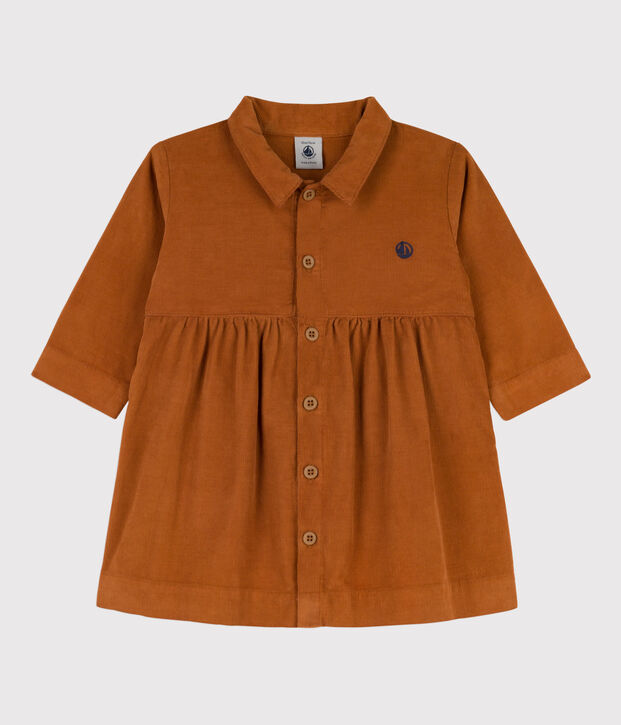 Lang&auml;rmeliges Babykleid aus Feincord braun