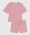 Damen-Pyjamashorts aus gestreifter Baumwolle rosa ROSEWOOD/ MARSHMALLOW