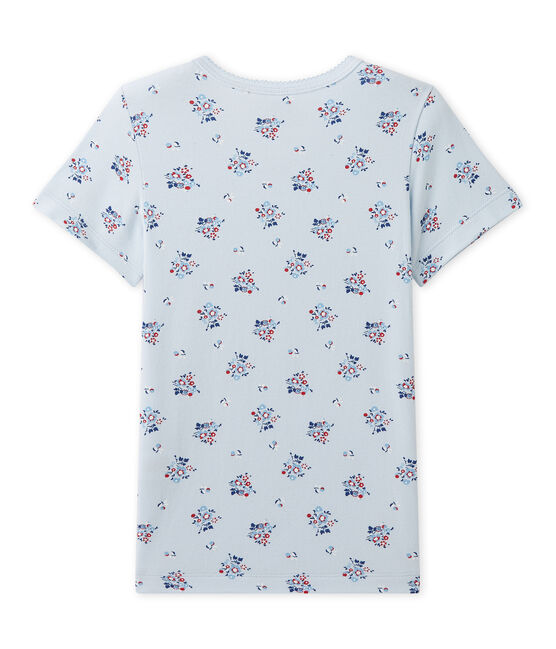 Bedrucktes Mädchen-T-Shirt aus Stretch-Jersey blau FRAICHEUR/weiss MULTICO