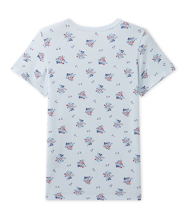 Bedrucktes M&auml;dchen-T-Shirt aus Stretch-Jersey blau/vielfarbig