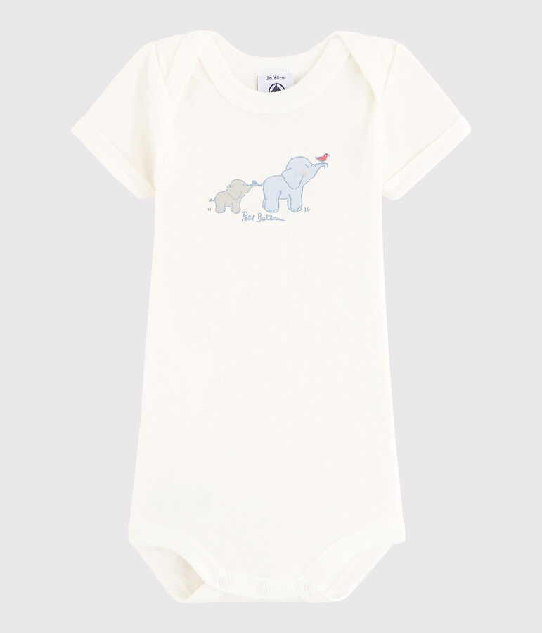 Kurz&auml;rmeliger Baby-Body M&auml;dchen/Jungen weiss LAIT