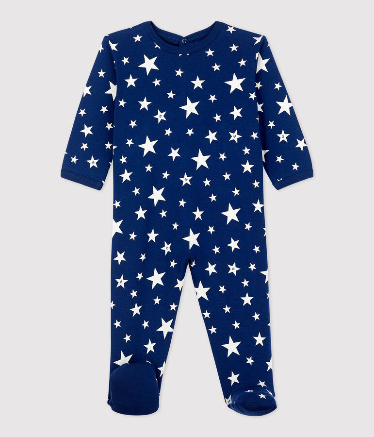 Baby-Strampler aus Baumwolle mit Sternenmotiv. blau/weiss