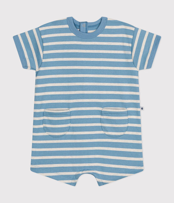 Baby-Kurzoverall aus dichtem Jersey im Streifenlook AZUL/ MONTELIMAR