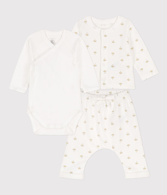 Baby-Set aus bedruckter Baumwolle weiss MARSHMALLOW/weiss MULTICO