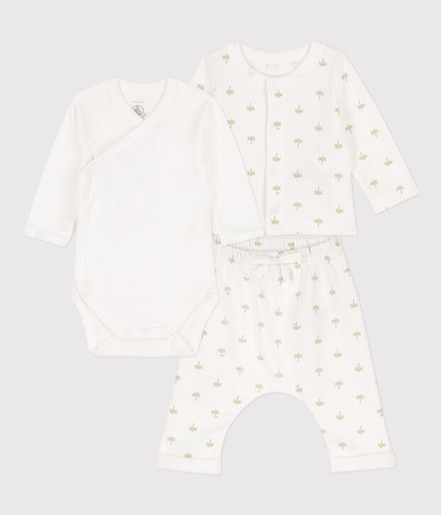 Baby-Set aus bedruckter Baumwolle weiss/vielfarbig