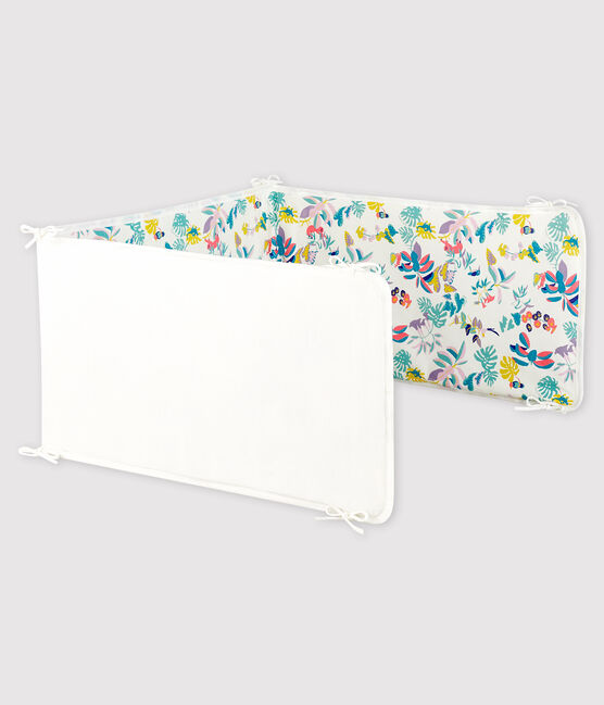 Baby-Bettumrandung mit Dschungel-Druck aus Rippstrick für Mädchen weiss MARSHMALLOW/weiss MULTICO