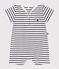 Baby-Kurzoverall mit Matrosenkragen aus gestreifter Baumwolle  weiss MARSHMALLOW/blau SMOKING