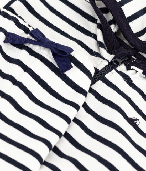 Baby-Set aus verdicktem Jersey mit Streifenmuster weiss MARSHMALLOW/blau SMOKING