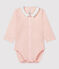 Rosa Baby-Body aus Bio-Baumwolle mit Kragen rosa FLEUR