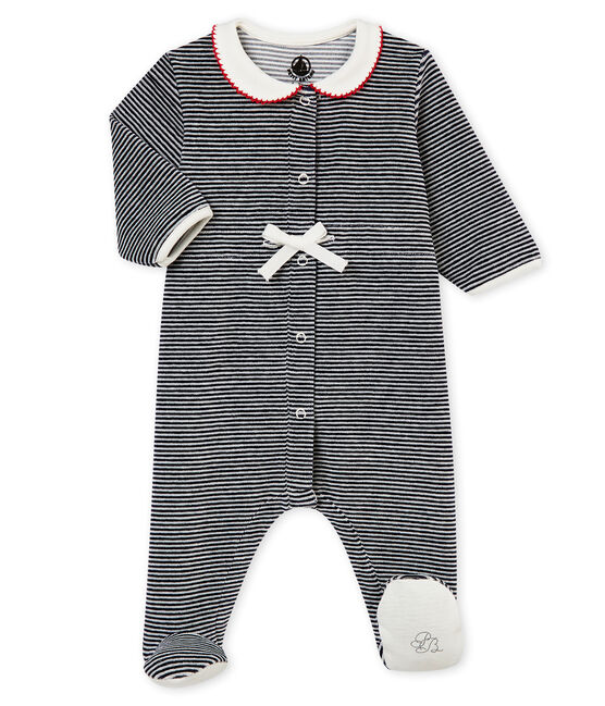 Baby MädchenStrampler mit klassischem Streifenmuster blau SMOKING/weiss MARSHMALLOW