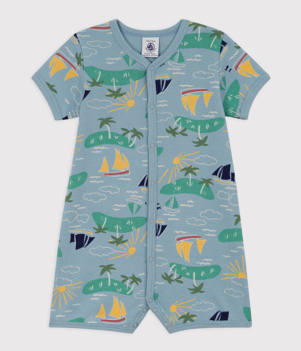 Baby-Kurzoverall aus Baumwolle mit Entdeckermotiv blau/vielfarbig