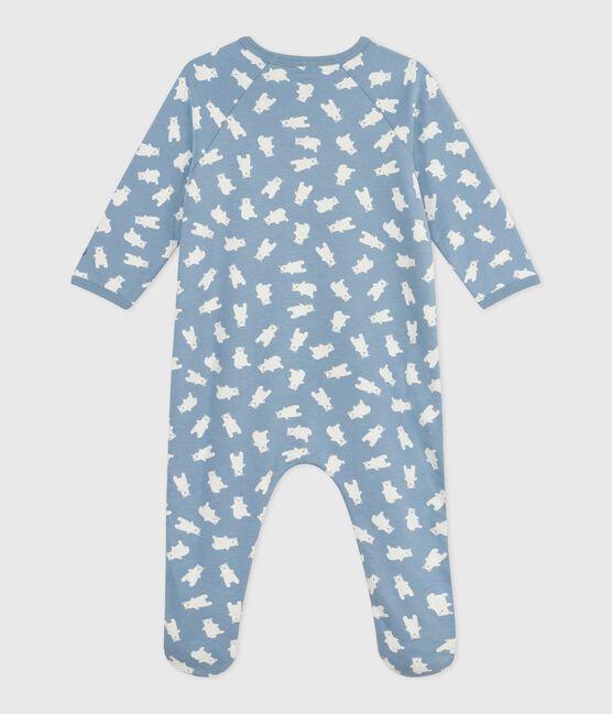 Strampler aus aufgerautem Molton mit Motiv blau ADRIATIC/ MILK