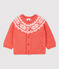 Baby-Cardigan aus 100 % Wolle. orange OURSIN/weiss MARSHMALLOW