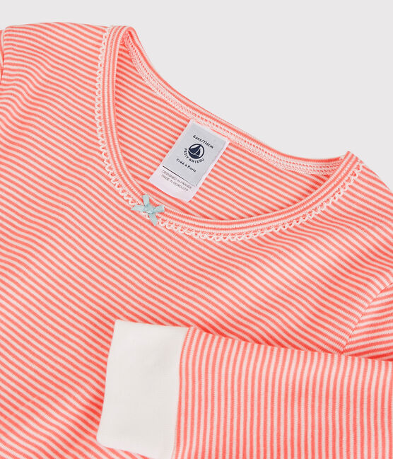Snugfit-Kinderpyjama aus Baumwolle mit Ringelstreifen für Mädchen rosa PEACHY/weiss MARSHMALLOW