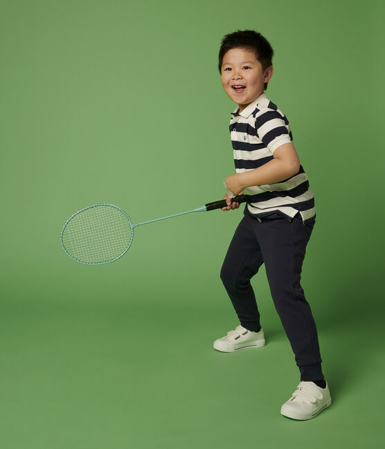 Kurzärmeliges Kinder-Poloshirt aus Jersey für Jungen blau SMOKING/weiss MARSHMALLOW