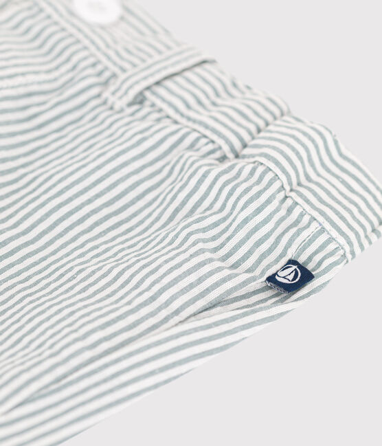 Baby-Shorts aus gestreiftem Seersucker weiss MARSHMALLOW/blau BRUT