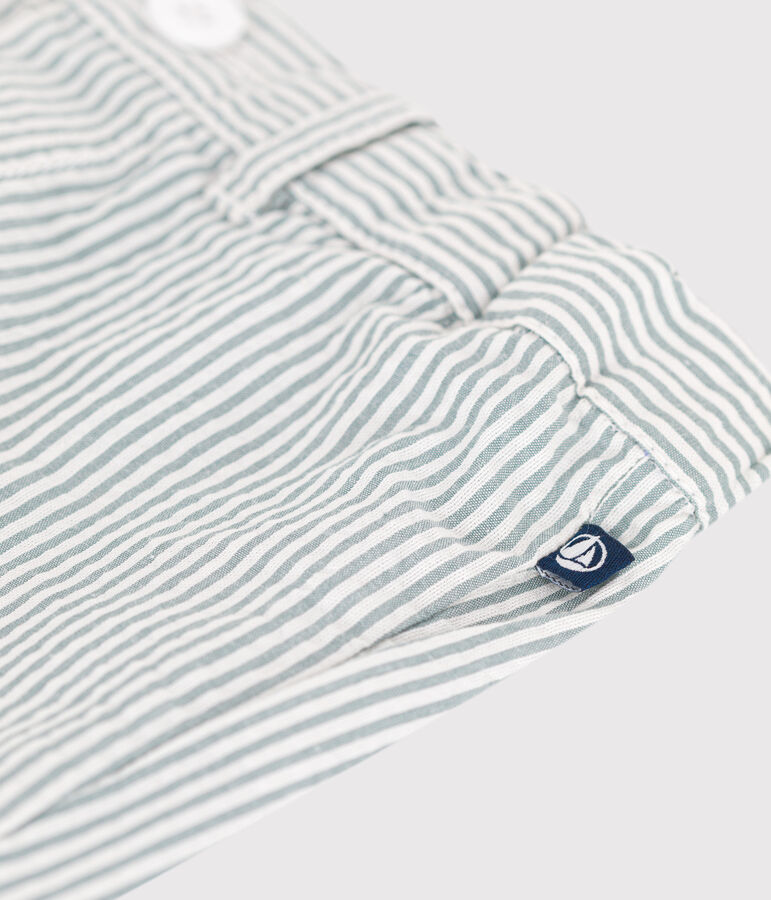 Baby-Shorts aus gestreiftem Seersucker weiss/gr&uuml;n