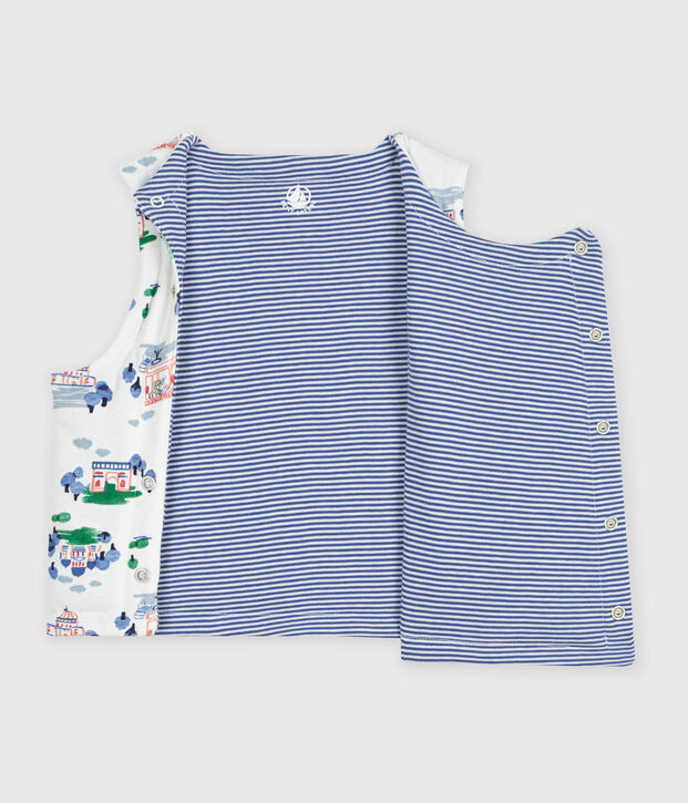 Wendbare Baby-Weste aus Baumwolle mit Paris-Motiv weiss/vielfarbig