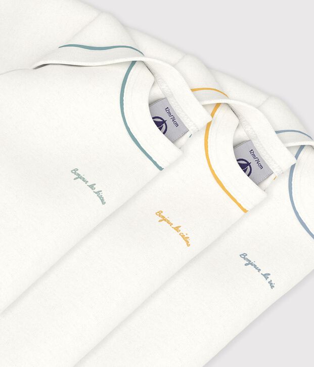 Set lang&auml;rmeliger Baby-Bodys aus einfarbiger Baumwolle vielfarbig