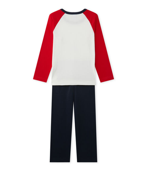 Bedruckter Jungen-Schlafanzug blau SMOKING/weiss LAIT/ FROUFROU