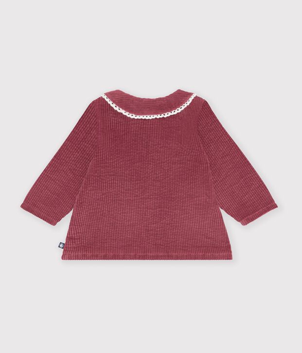 Lang&auml;rmelige Baby-Bluse aus einfarbigem Feincord rosa