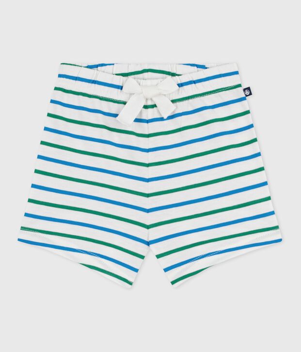 Baby-Shorts aus Baumwolle mit zweifarbigen Streifen weiss/vielfarbig