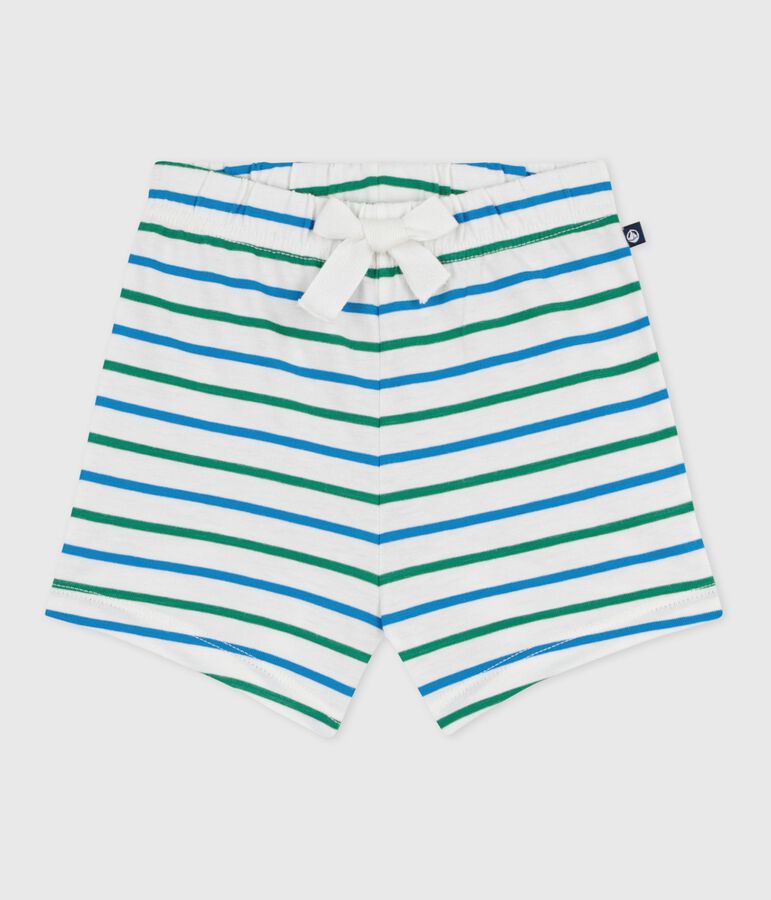 Baby-Shorts aus Baumwolle mit zweifarbigen Streifen weiss/vielfarbig