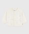 Baby-Cardigan aus Woll- und Baumwollstrick mit bestickten Sternen weiss MARSHMALLOW/grau ARGENT