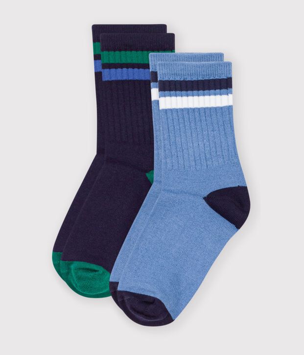 2er-Set Kinder-Socken aus einfarbiger Baumwolle vielfarbig