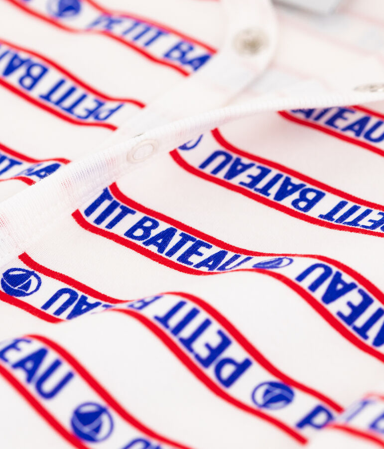 Baby-Kurzoverall aus Baumwolle von Petit Bateau weiss/rot/vielfarbig