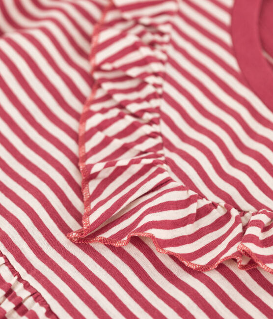 Gestreiftes Kinderkleid aus Flammgarn für Mädchen rosa PAPI/beige AVALANCHE