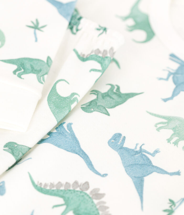 Sehr taillierter Kinderpyjama aus bedruckter Baumwolle weiss/vielfarbig