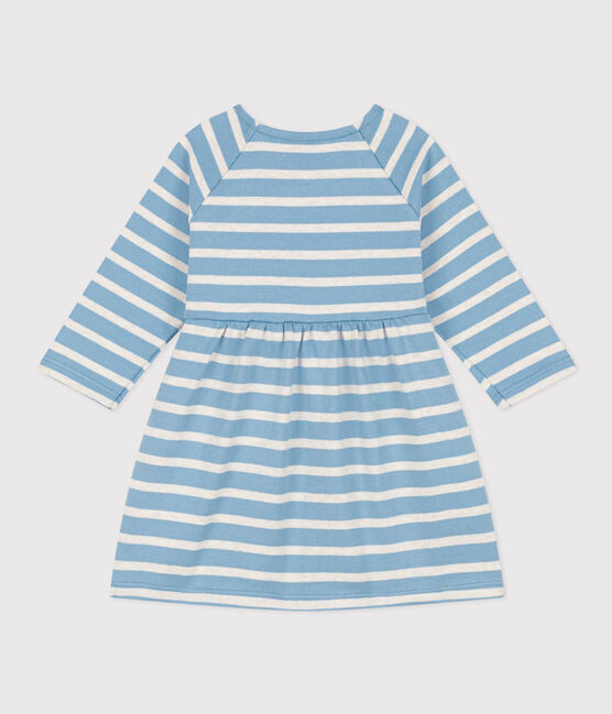 Langärmeliges Baby-Kleid aus gestreiftem Jersey AZUL/ MONTELIMAR