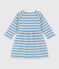 Langärmeliges Baby-Kleid aus gestreiftem Jersey AZUL/ MONTELIMAR
