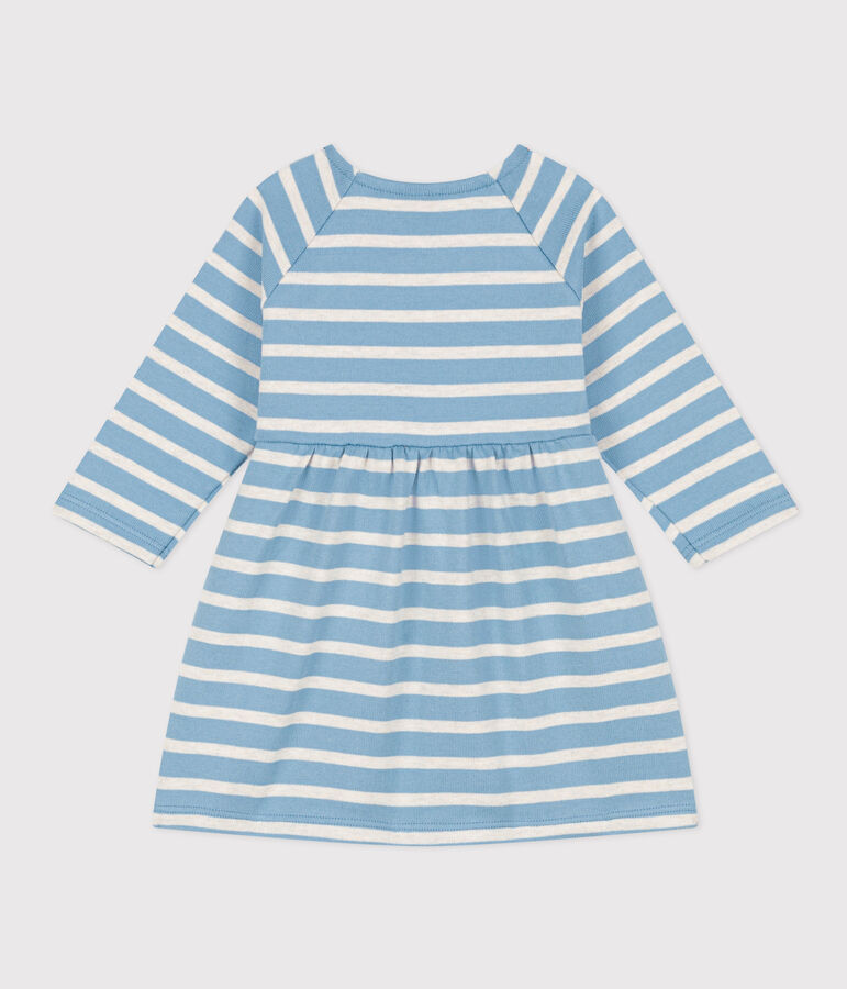 Lang&auml;rmeliges Baby-Kleid aus gestreiftem Jersey AZUL/ MONTELIMAR