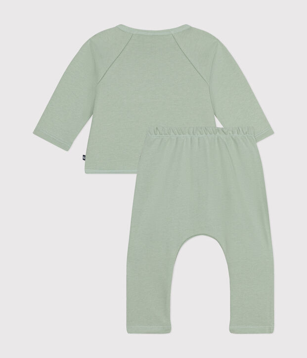 Baby-Set aus Molton gr&uuml;n