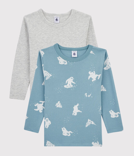 2er-Set langärmlige T-Shirts mit Yeti-Print für kleine Jungen variante 1