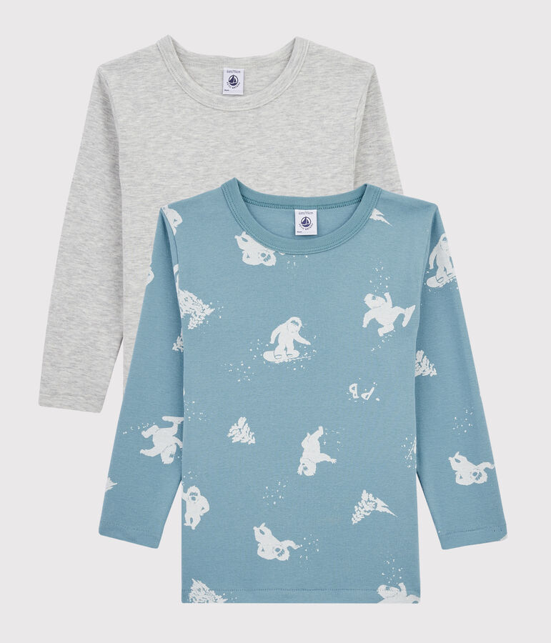 2er-Set lang&auml;rmlige T-Shirts mit Yeti-Print f&uuml;r kleine Jungen vielfarbig