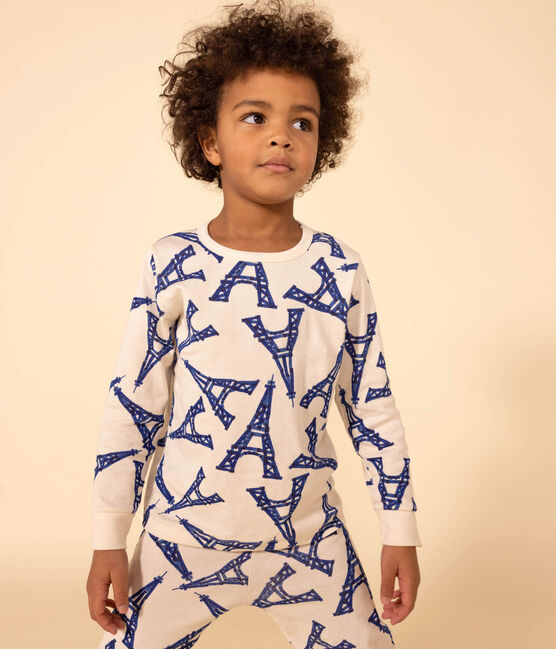 Kinderpyjama Paris aus Baumwolle weiss AVALANCHE/ MULTICO