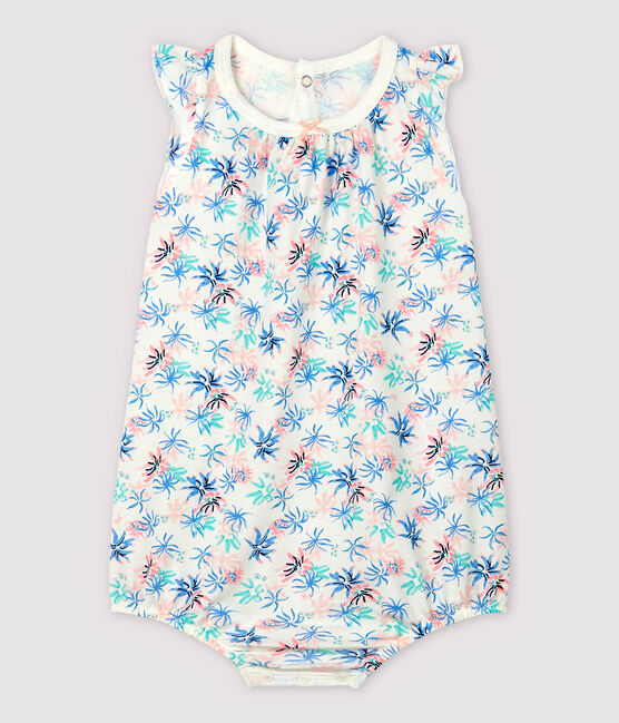 Baby-Einteiler aus feinem Jersey mit Windröschen-Motiv für Mädchen weiss MARSHMALLOW/weiss MULTICO