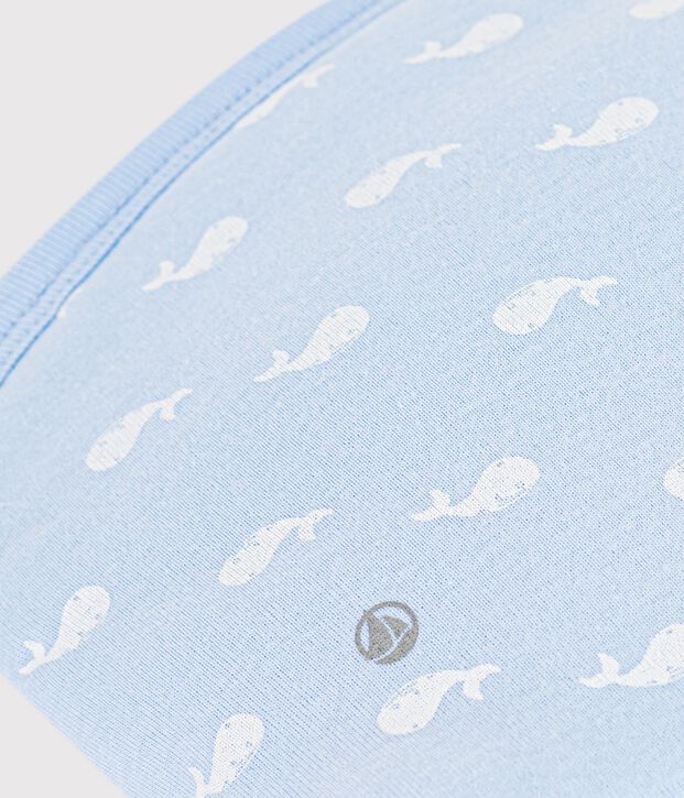 Baby-Kulturbeutel aus Baumwolle mit Walmotiv blau/weiss